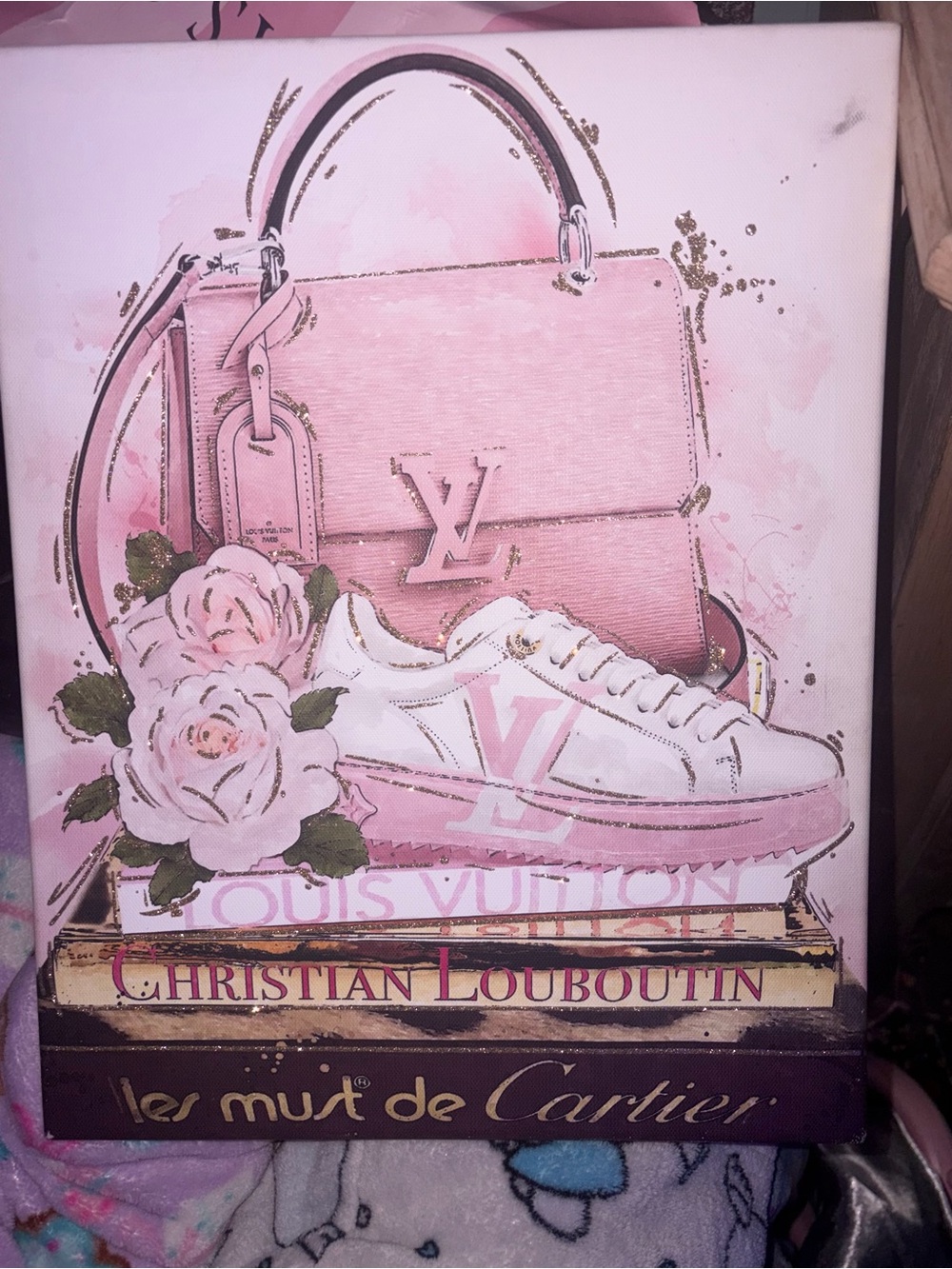 Design District Pink and White Women's Sneaker art 🖼️ canvas Designer Style